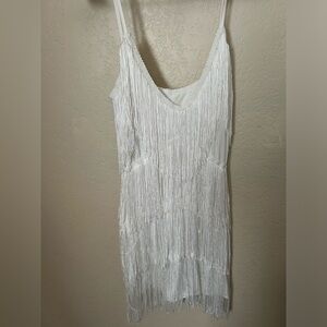 White Fringe Dress